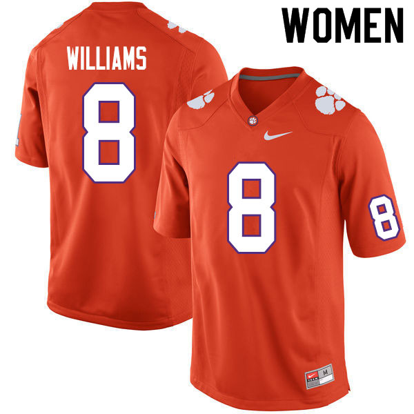 Women #8 Tre Williams Clemson Tigers College Football Jerseys Sale-Orange